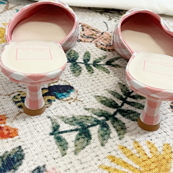 NWT For Love And Lemons X Dolce Vita Lilou Mule in Pink Chalk Gingham Mule - Picture 8 of 11